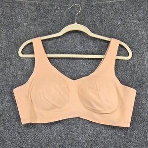Honeylove V-Neck Bra Women's XL Nude Wireless Smoothing Comfort Support